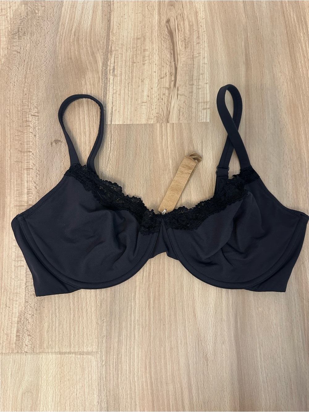 Skims Black Everybody Lace Trim Demi Underwire Bra 36DD